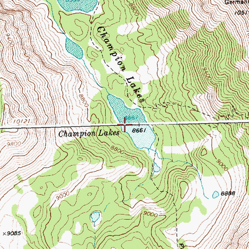 Topographic Map of Champion Lakes, ID