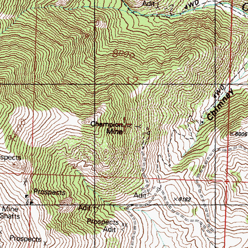 Topographic Map of Champion Mine, ID