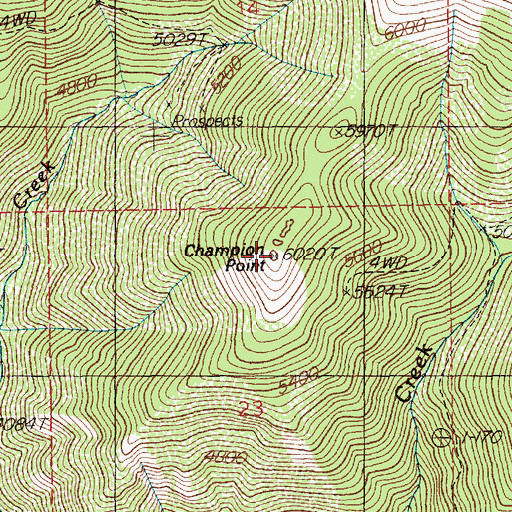 Topographic Map of Champion Point, ID