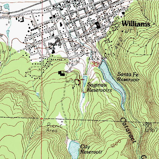 Topographic Map of Lower Saginaw Reservoir, AZ