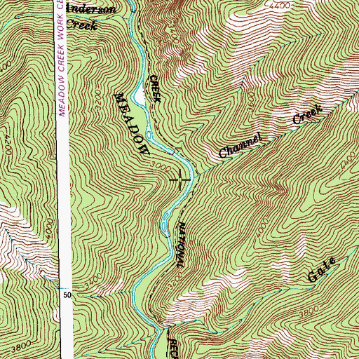 Topographic Map of Channel Creek, ID