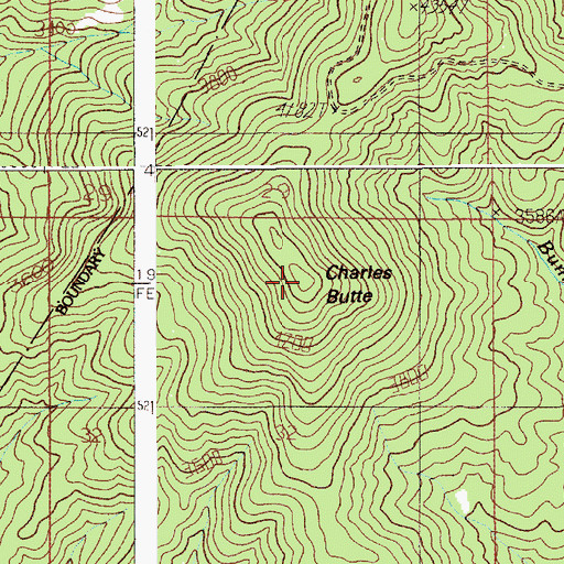 Topographic Map of Charles Butte, ID