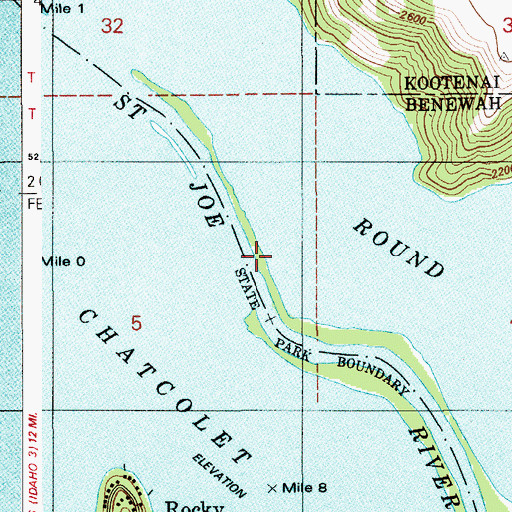 Topographic Map of Chatcolet Lake, ID