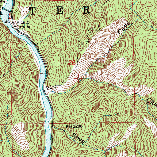 Topographic Map of Chateau Creek, ID