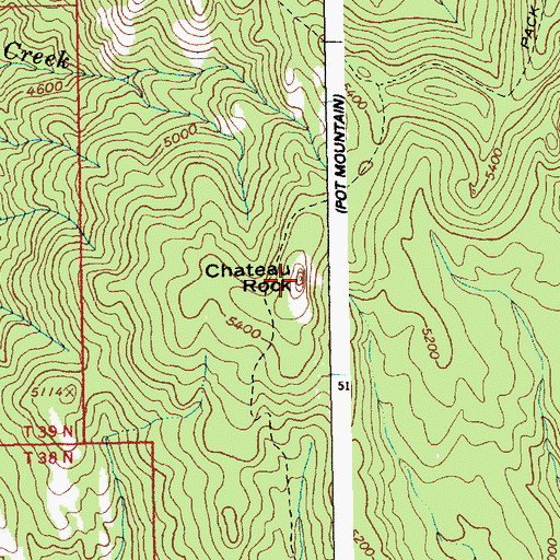 Topographic Map of Chateau Rock, ID