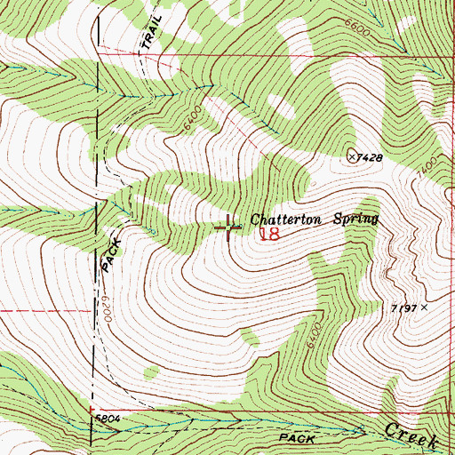 Topographic Map of Chatterton Spring, ID