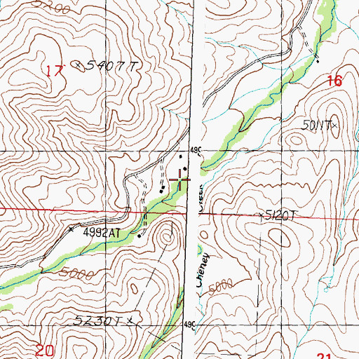 Topographic Map of Cheney Creek, ID