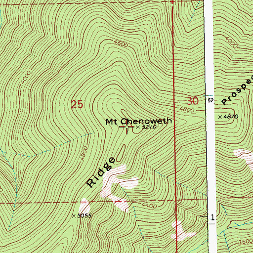 Topographic Map of Mount Chenoweth, ID