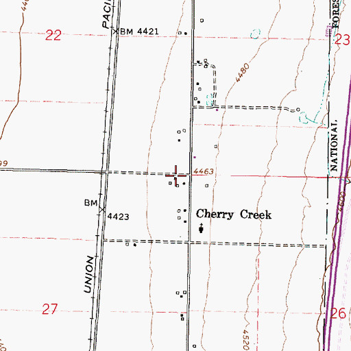 Topographic Map of Cherry Creek, ID