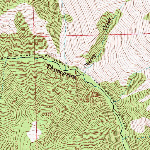 Topographic Map of Cherry Creek, ID