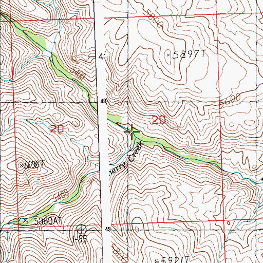 Topographic Map of Cherry Creek, ID