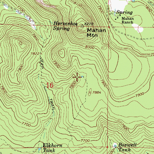 Topographic Map of Mahan Tank, AZ