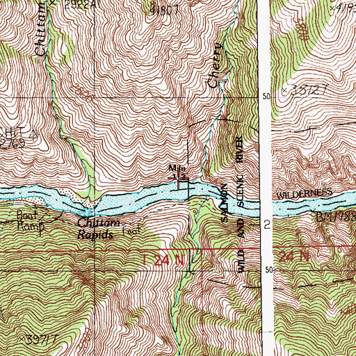 Topographic Map of Cherry Creek, ID