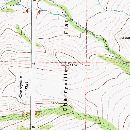 Topographic Map of Cherryville Flat, ID