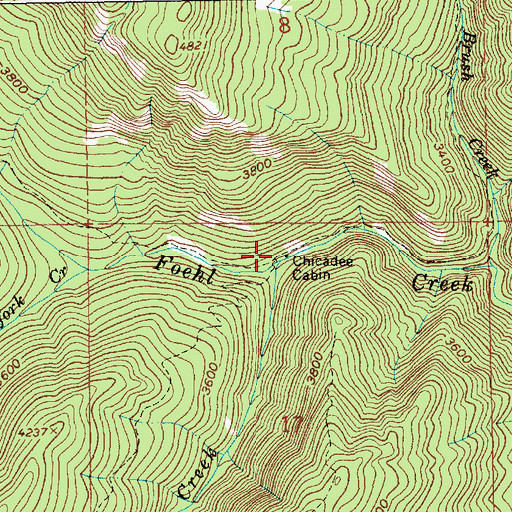 Topographic Map of Chicadee Cabin, ID