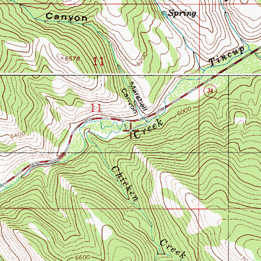 Topographic Map of Chicken Creek, ID