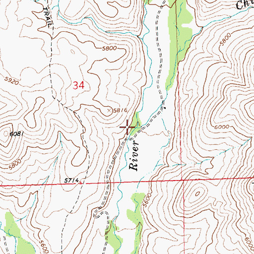 Topographic Map of Chicken Creek, ID