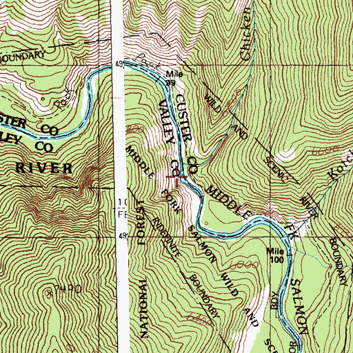 Topographic Map of Chicken Creek, ID