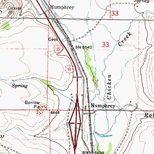 Topographic Map of Chicken Creek, ID