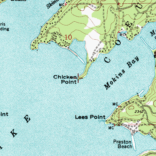 Topographic Map of Chicken Point, ID