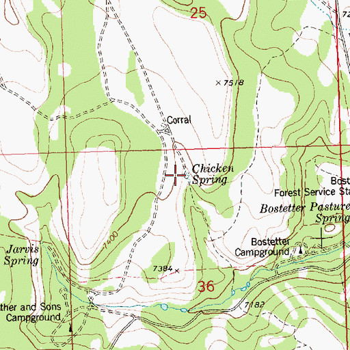 Topographic Map of Chicken Spring, ID