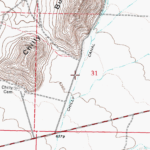 Topographic Map of Chilly Canal, ID
