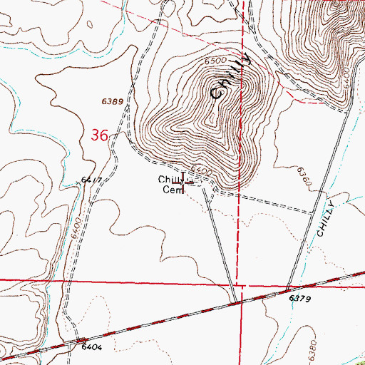 Topographic Map of Chilly Cemetery, ID