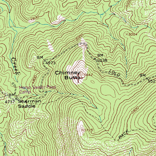 Topographic Map of Chimney Butte, ID
