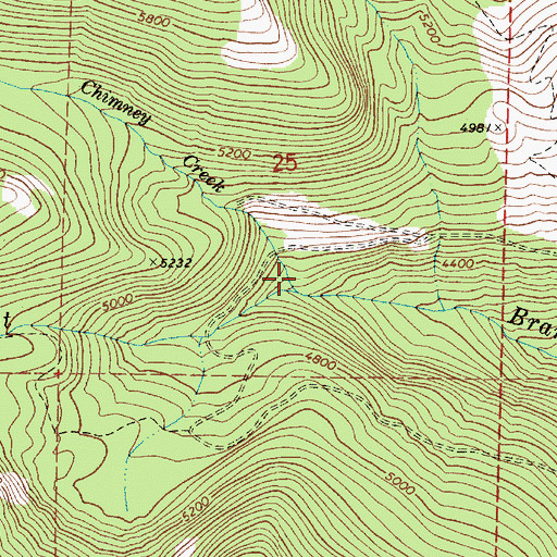 Topographic Map of Chimney Creek, ID