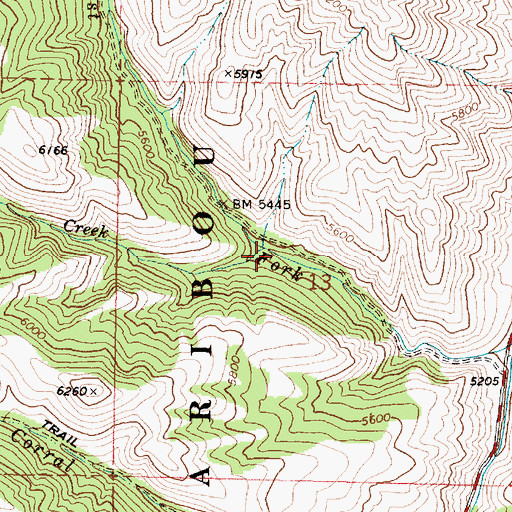 Topographic Map of Chimney Creek, ID