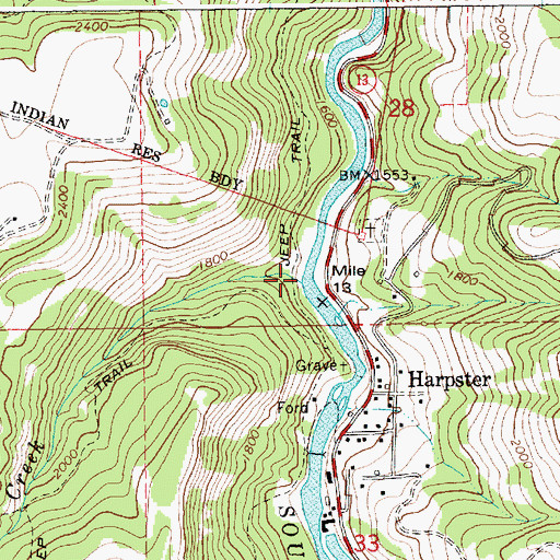 Topographic Map of China Creek, ID