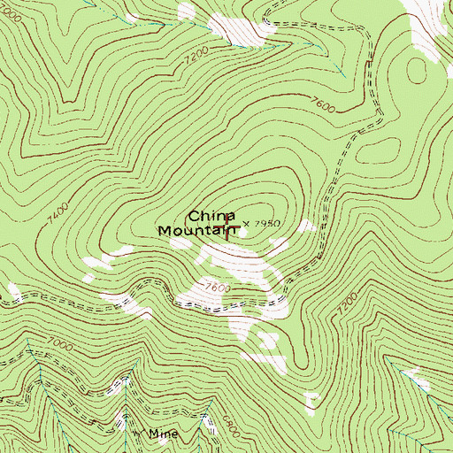 Topographic Map of China Mountain, ID