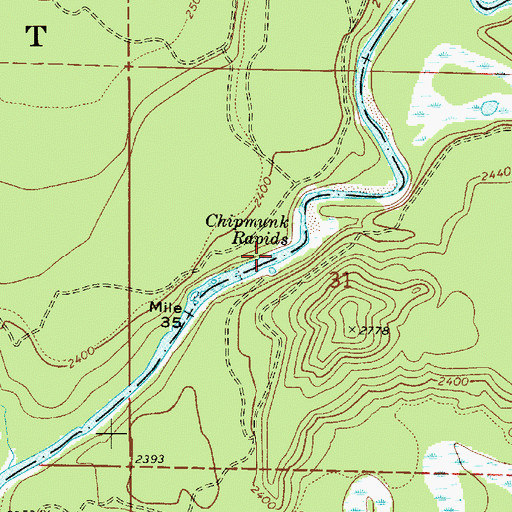 Topographic Map of Chipmunk Rapids, ID