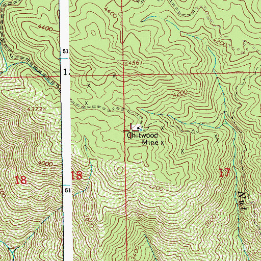 Topographic Map of Chitwood Mine, ID