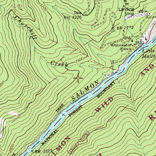 Topographic Map of Churchill Creek, ID
