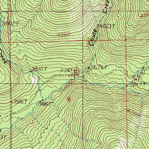 Topographic Map of Chute Creek, ID