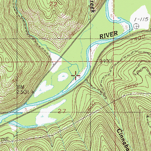 Topographic Map of Cinnabar Creek, ID