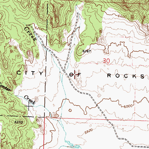 Topographic Map of City of Rocks, ID