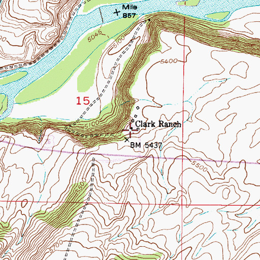 Topographic Map of Clark Ranch, ID