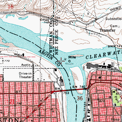 Topographic Map of Clearwater River, ID