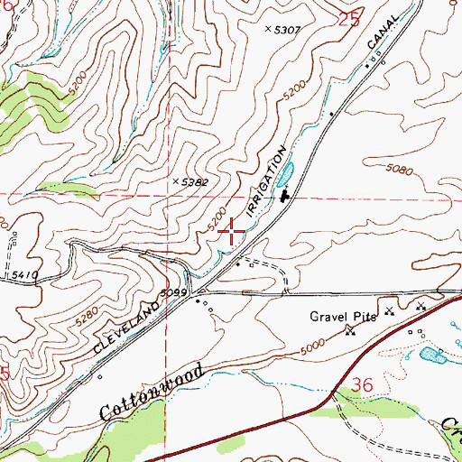 Topographic Map of Cleveland Irrigation Canal, ID