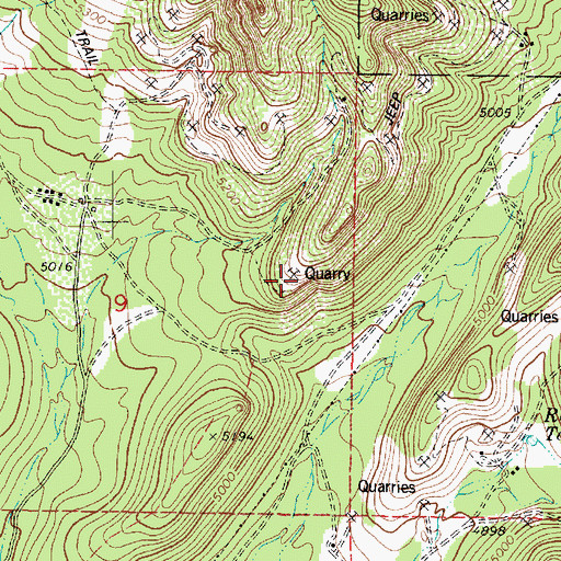 Topographic Map of Mills Quarry, AZ