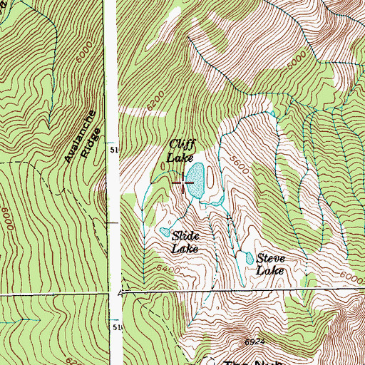 Topographic Map of Cliff Lake, ID