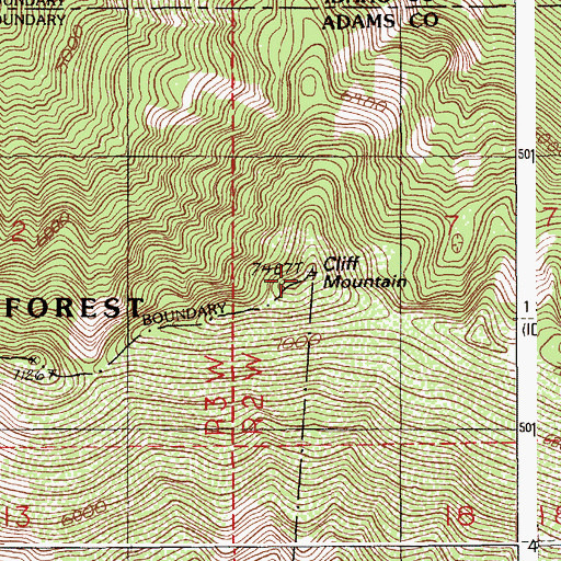 Topographic Map of Cliff Mountain, ID