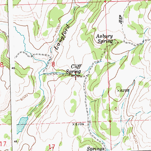 Topographic Map of Cliff Spring, ID