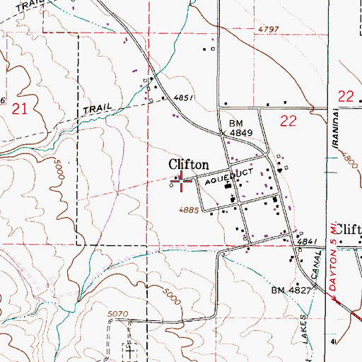 Topographic Map of Clifton Creek, ID