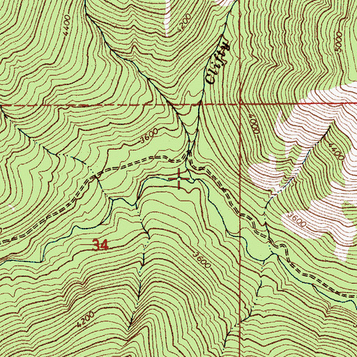 Topographic Map of Clifty Creek, ID