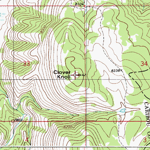 Topographic Map of Clover Knoll, ID