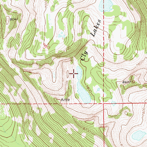 Topographic Map of Cly Lakes, ID