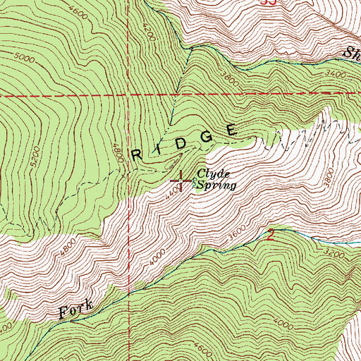 Topographic Map of Clyde Spring, ID